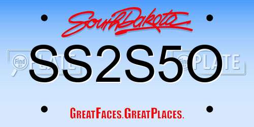 SS2S5O South Dakota License Plate