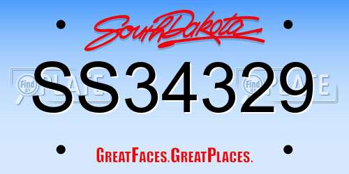 SS34329 South Dakota License Plate
