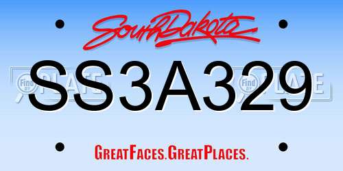 SS3A329 South Dakota License Plate