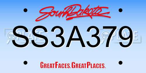 SS3A379 South Dakota License Plate