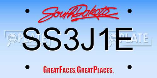 SS3J1E South Dakota License Plate