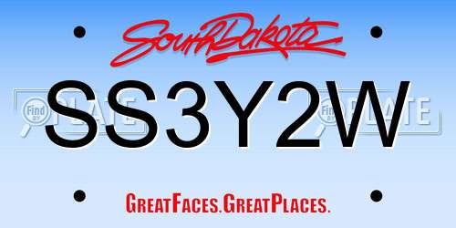 SS3Y2W South Dakota License Plate
