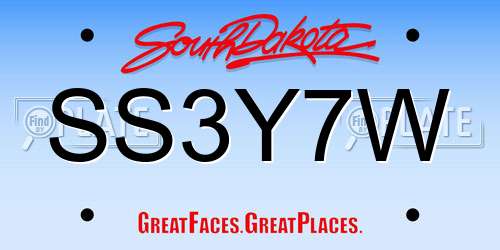 SS3Y7W South Dakota License Plate