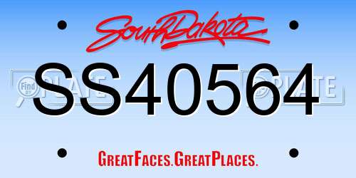 SS40564 South Dakota License Plate