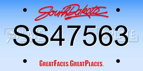 SS47563 South Dakota License Plate