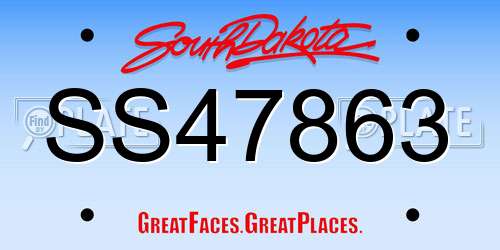 SS47863 South Dakota License Plate