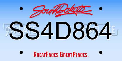 SS4D864 South Dakota License Plate