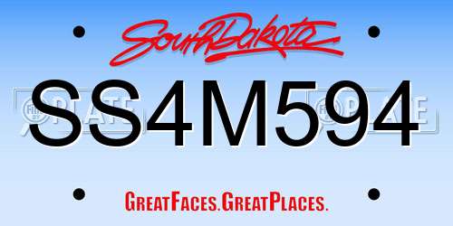 SS4M594 South Dakota License Plate