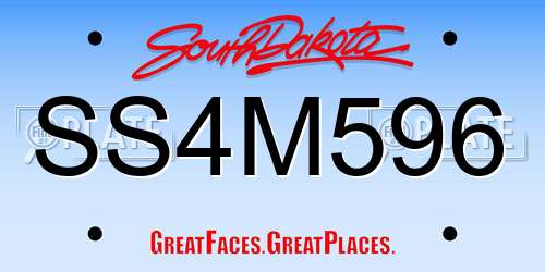 SS4M596 South Dakota License Plate