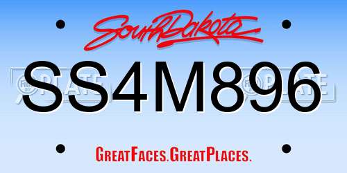 SS4M896 South Dakota License Plate