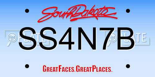 SS4N7B South Dakota License Plate