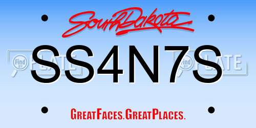 SS4N7S South Dakota License Plate