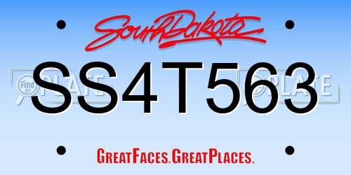 SS4T563 South Dakota License Plate