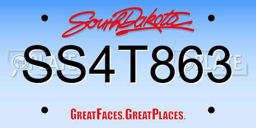 SS4T863 South Dakota License Plate