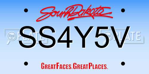 SS4Y5V South Dakota License Plate