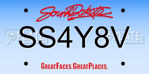 SS4Y8V South Dakota License Plate