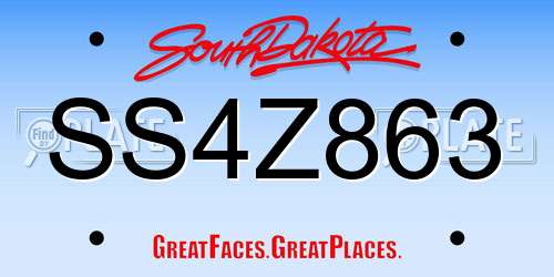 SS4Z863 South Dakota License Plate