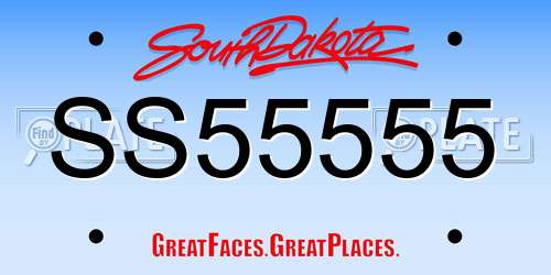 SS55555 South Dakota License Plate