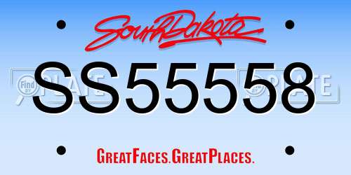 SS55558 South Dakota License Plate