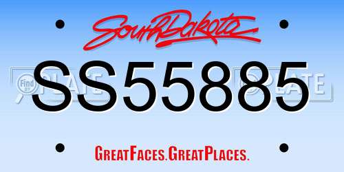 SS55885 South Dakota License Plate