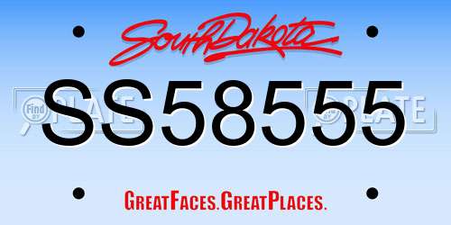 SS58555 South Dakota License Plate