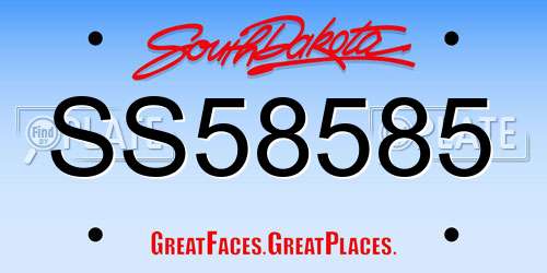 SS58585 South Dakota License Plate