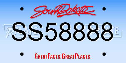 SS58888 South Dakota License Plate
