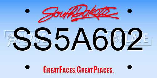 SS5A602 South Dakota License Plate
