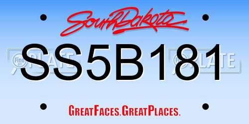 SS5B181 South Dakota License Plate