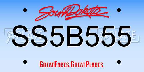SS5B555 South Dakota License Plate