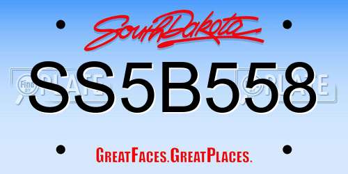 SS5B558 South Dakota License Plate
