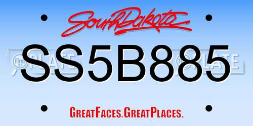 SS5B885 South Dakota License Plate