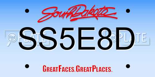 SS5E8D South Dakota License Plate