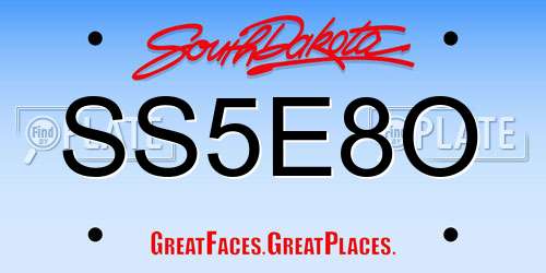 SS5E8O South Dakota License Plate