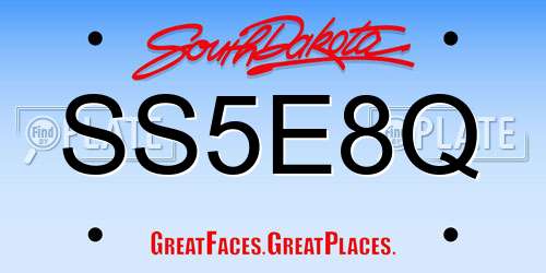 SS5E8Q South Dakota License Plate