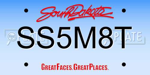 SS5M8T South Dakota License Plate