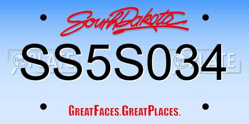 SS5S034 South Dakota License Plate
