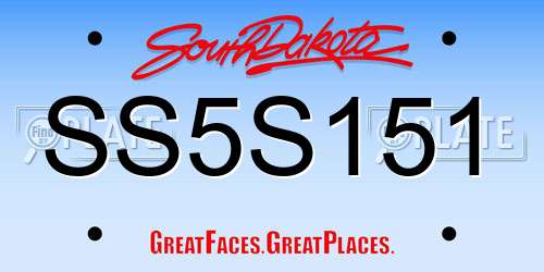SS5S151 South Dakota License Plate