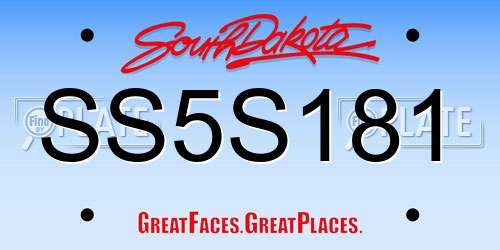 SS5S181 South Dakota License Plate