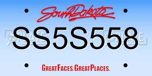SS5S558 South Dakota License Plate