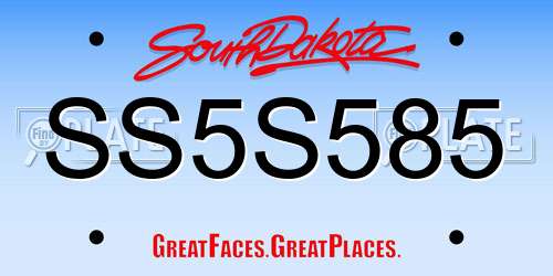 SS5S585 South Dakota License Plate