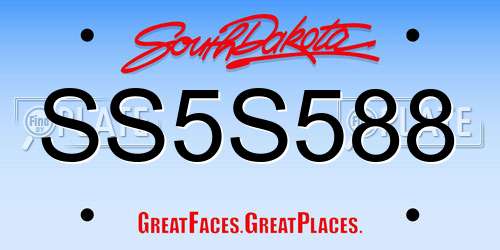 SS5S588 South Dakota License Plate