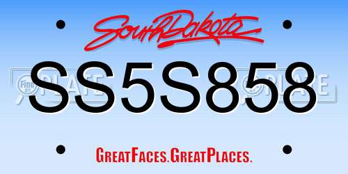 SS5S858 South Dakota License Plate