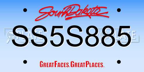 SS5S885 South Dakota License Plate