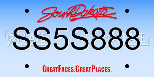 SS5S888 South Dakota License Plate
