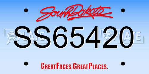 SS65420 South Dakota License Plate