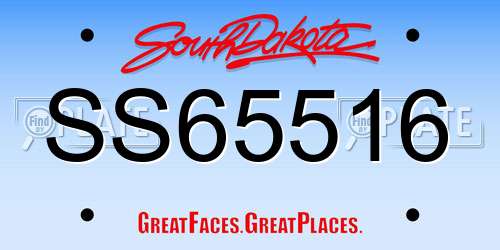 SS65516 South Dakota License Plate