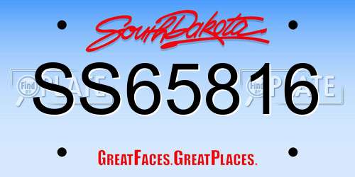 SS65816 South Dakota License Plate