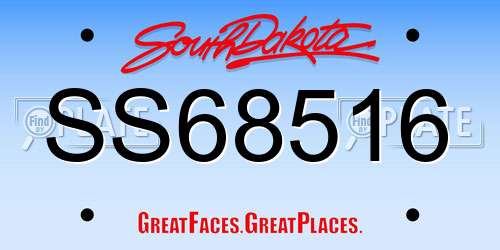SS68516 South Dakota License Plate