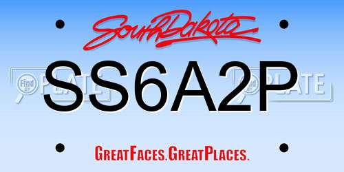 SS6A2P South Dakota License Plate